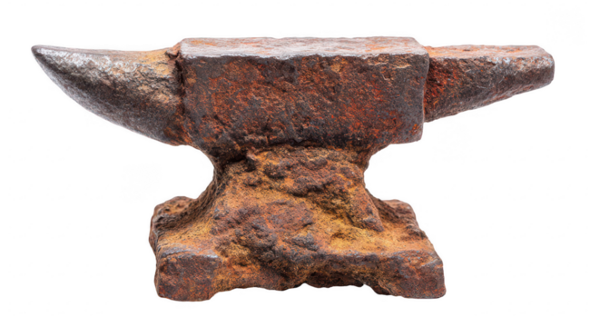 Rusty metal anvil isolated