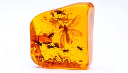 Amber piece with trapped insects