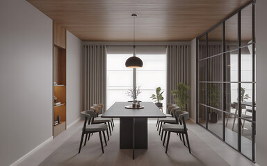 Modern dining room interior design ideas with table chairs and pendant light