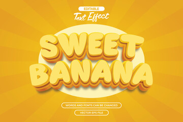 Sweet banana editable text effect with 3d yellow text style