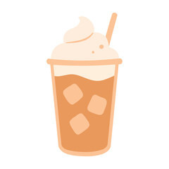 Iced Coffee Cup Vector Icon in Flat Design
