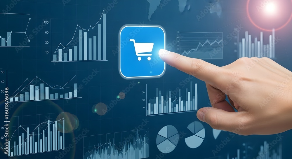 Aufkleber ecommerce analytics and data visualization concept for online shopping growth rate