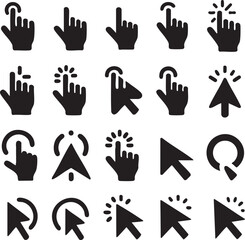 Fototapeta premium A versatile vector set of hand gesture icons featuring various human hands, fingers, and arm silhouettes for communication and help
