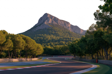Scenic mountain track winding through forest
