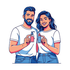 Couple Sharing Skincare Routine A moment of affection and personal care with a focus on healthy and glowing skin with love and intimacy