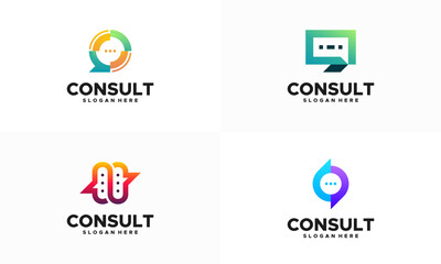 Set of Modern Gradient Consulting agency logo template designs, Talk Chat logo symbol