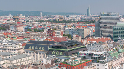 Panoramic aerial view of Vienna, austria, from south tower of st. stephen's cathedral timelapse