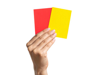 Hand Holding Red Card with Yellow Card in Background, Action Concept PNG