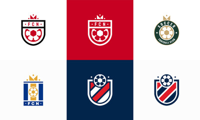 Set of Football Badge with shield logo designs, Soccer Badge logo template