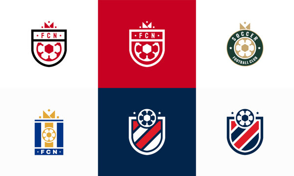 Set of Football Badge with shield logo designs, Soccer Badge logo template