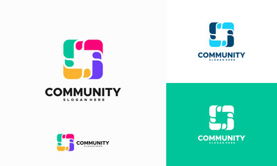 Modern Community logo designs concept vector, Group people  logo template designs