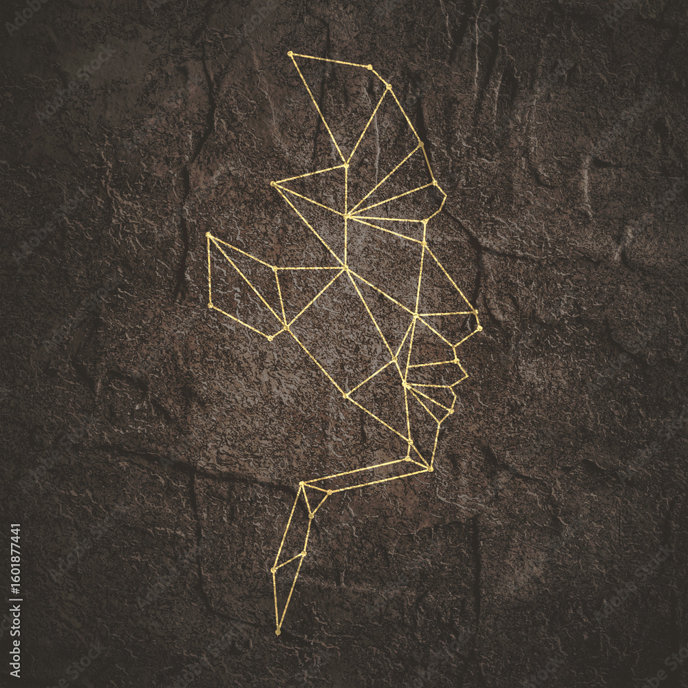 Canvas Prints human face low poly illustration. wireframe mesh head shape consisting of connected dots and lines. 