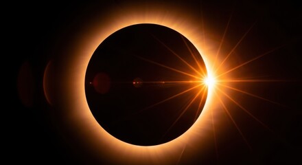 Spectacular solar eclipse with diamond ring effect and corona glow