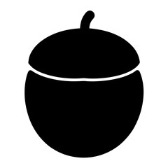 Simple Black and White Silhouette of an Acorn with Rounded Edges
