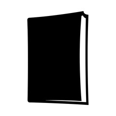 Silhouette of a closed book with blank cover and pages visible