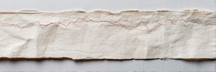 Torn piece of paper displays fluctuating line graph, symbolizing bond market yield variations