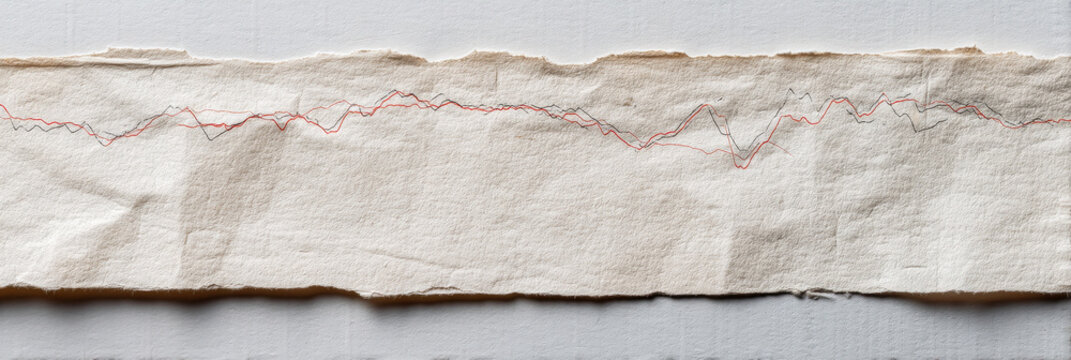 Torn piece of paper displays fluctuating line graph, symbolizing bond market yield variations