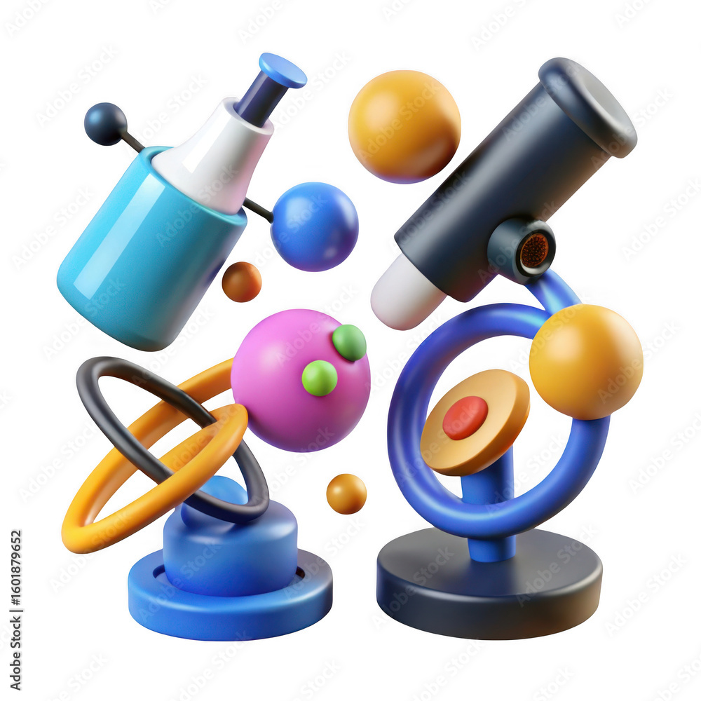 Poster 3d abstract geometric composition isolated on transparent background