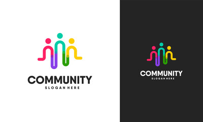 Colorful People community logo template designs vector illustration
