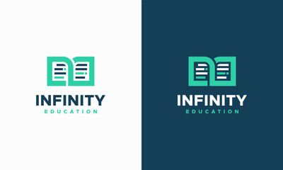 Infinity Education logo designs concept vector, Loop and Book Education logo designs symbol