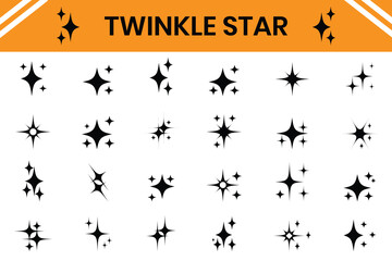 Naklejka premium Twinkle star icon set. Abstract magic light flare, vector stars icon templates pack isolated on white&nbsp;background.