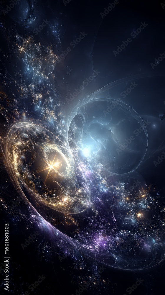 Sticker abstract colorful space nebula displaying glowing stars and whirlpools