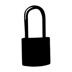 Stylized representation of a black padlock, simple design for security or privacy