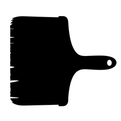 Monochromatic artistic silhouette of a wide paintbrush with a handle and hole