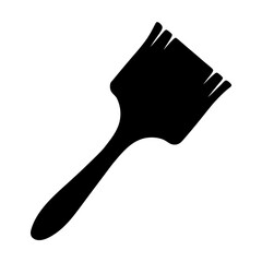 Silhouette of a paint brush with handle and bristles isolated on white