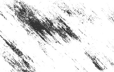 Black paint splatters and streaks on a white background abstract brush