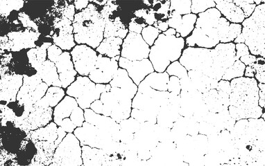 Cracked dark grey texture with white background and scattered dots vector