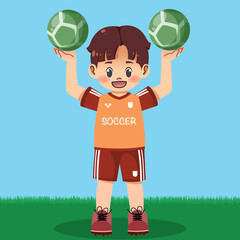 Happy Kids Playing Soccer Outdoors