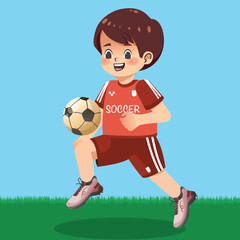 Happy Kids Playing Soccer Outdoors