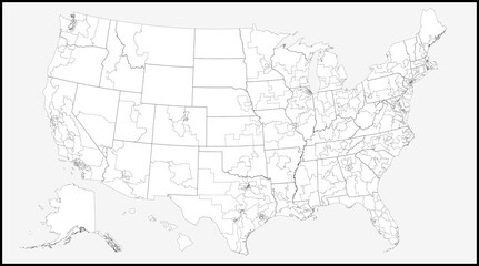 U.S. map with congressional district outlines on a white background
