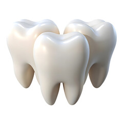 Three healthy white molars arranged in a close up studio shot against a black background