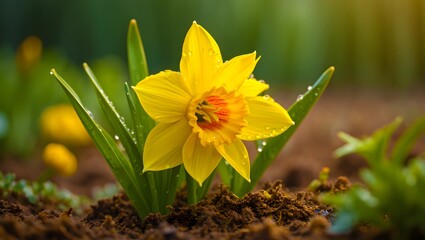 Close-Up of Blooming Yellow Daffodil