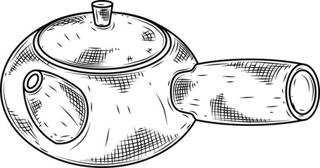 Teapot with handle hand drawn ink sketch vector