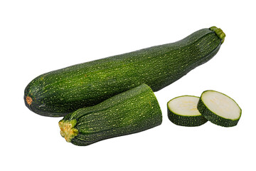 fresh green zucchini on white background