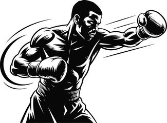 Boxer throwing punch boxing fighting