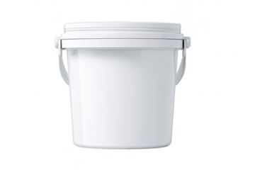White plastic bucket with lid and handles (14)
