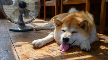 Shiba Inu Cooling Off in Summer Heat(夏の暑さにぐったりする柴犬)