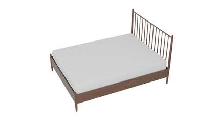 3D Render a bed with a white sheet on top of it
