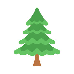 Isolated simple green fir tree on black background