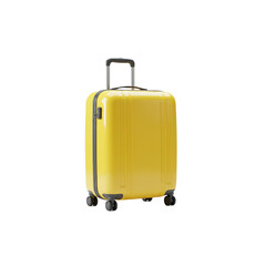 Yellow Rolling Suitcase: A bright yellow suitcase, designed for travel, is captured in a studio shot, perfect for showcasing travel luggage and luggage.