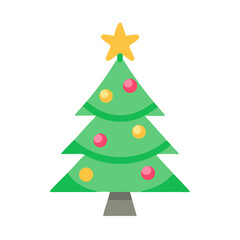 Stylized flat vector Christmas tree with ornaments icon