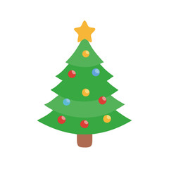 Flat design Christmas tree with colorful ornaments