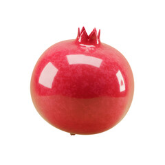 Ripe Red Pomegranate Fruit Showing Crown and Skin with Glossy Texture on a Transparent Background