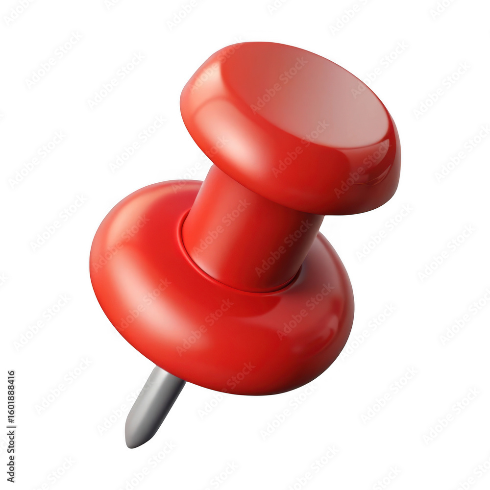 Poster 3d red push pin isolated on transparent background