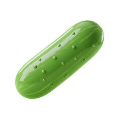 Single Green Pickle Gherkin with Bumps and Vertical Stripes on a Transparent Background Food Still Life Studio Shot