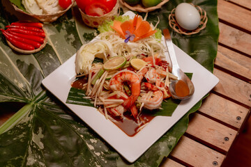 A delicious Thai Somtam menu